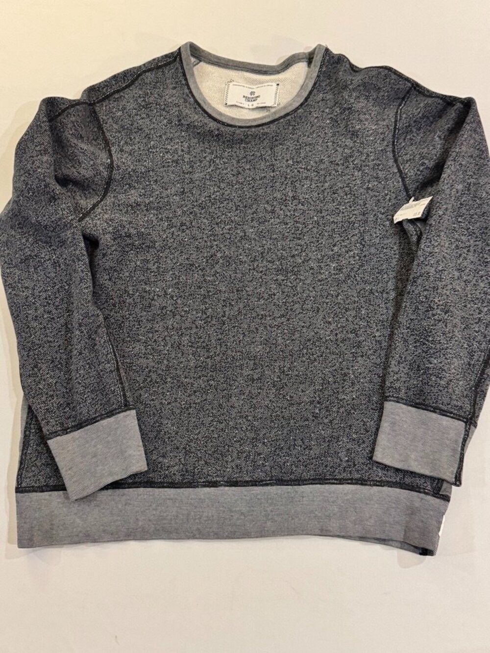 Reigning Champ Heather Grey Crewneck Sweatshirt - Mens L - Made in Canada
